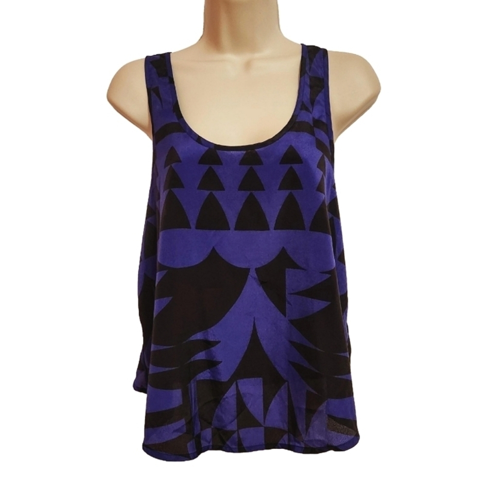 silence + noise Purple and Black Geometric Tank Top